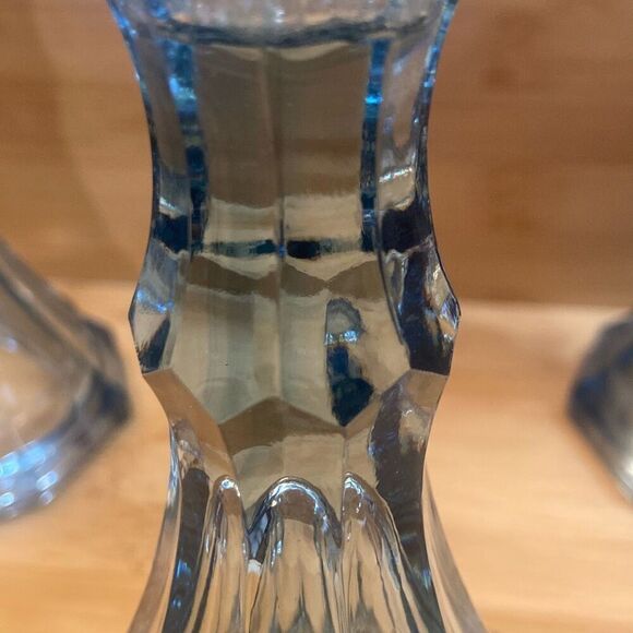 Vintage Set of 3 Glass Fostoria Virginia Light Blue Candlestick Holders - Picture 7 of 10